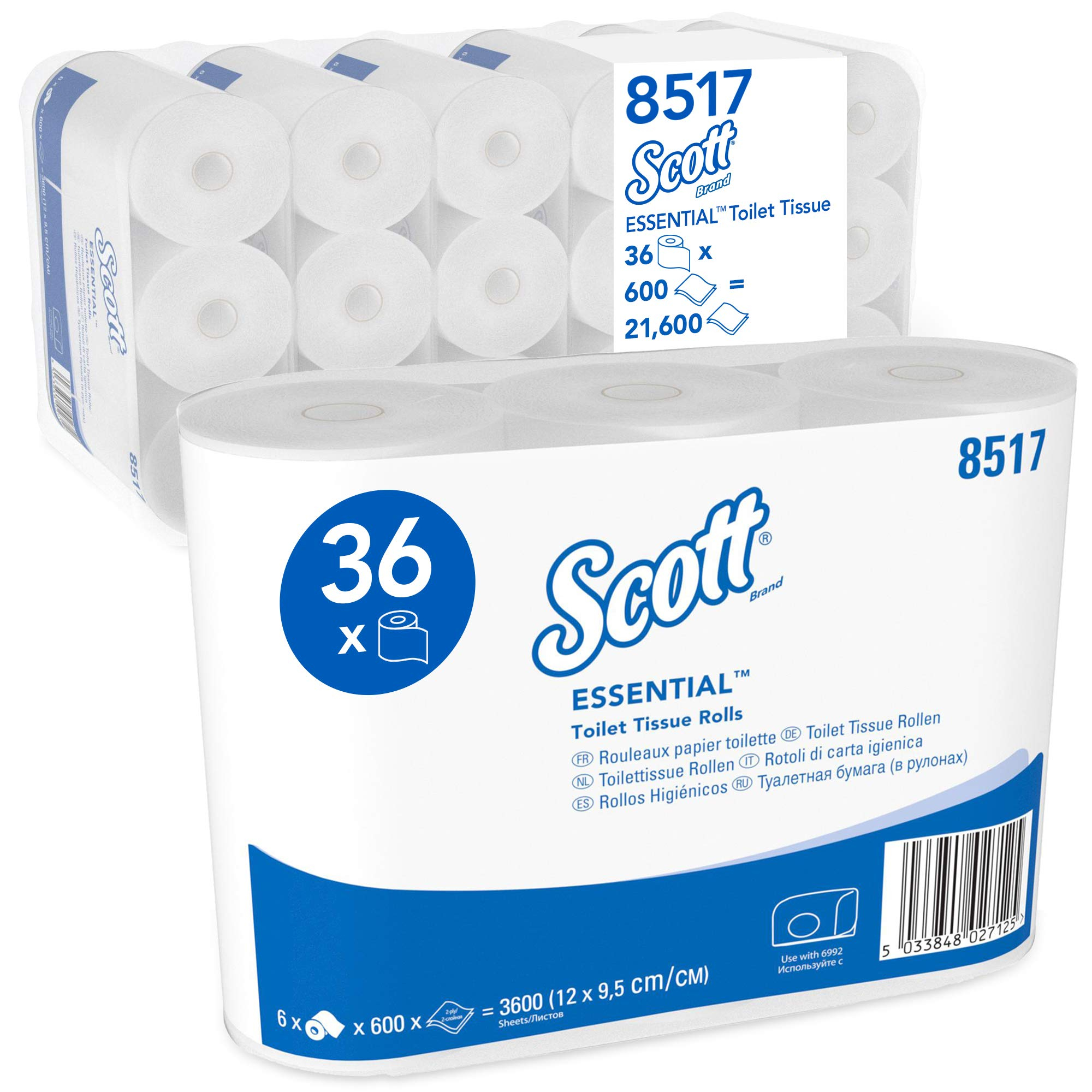 Scott Papel Higiénico 8517, 2 Capas, Papel Higiénico en rollo, 36