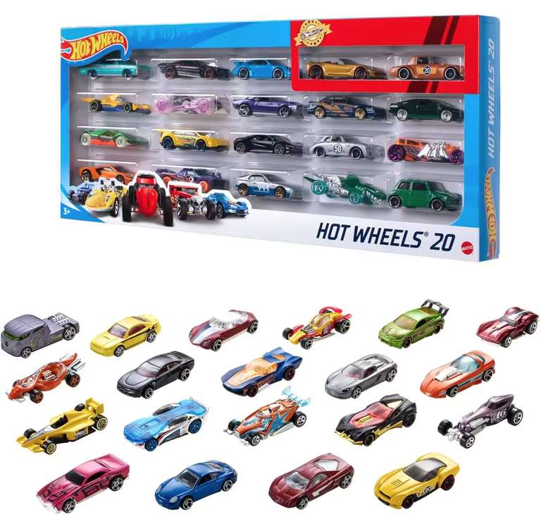 Hot Wheels Pack de 20 Vehículos, Coches de Juguetes, (Mattel H7045) [19,59€ NUEVO USUARIO]