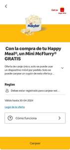 Mini MC flurry gratis al comprar un Happy meal