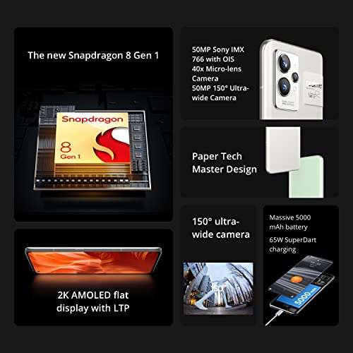 realme GT 2 Pro 5G,12+256 GB, Snapdragon 8 Gen 1, 5 000 mAh, Charge SuperDart 65 W,1-120HZ ADFR,Dual Sim