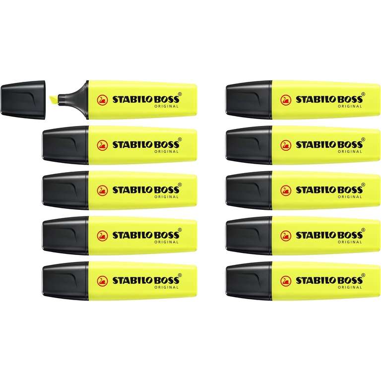Caja con 10 subrayadores Stabilo Boss color amarillo (Envío gratis)