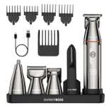 BarberBoss Recortadora de barba 5 en 1 para hombres, kit de aseo para hombres, cortadora de pelo inalámbrica, afeitadora de nariz