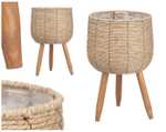 Factory Cuadros Macetero Claro con Patas Elena 39cm de Fibra Natural, Papel y Plástico