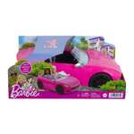 Barbie Descapotable rosa con 2 plazas para muñecas, coche de juguete, regalo para niñas y niños +3 años