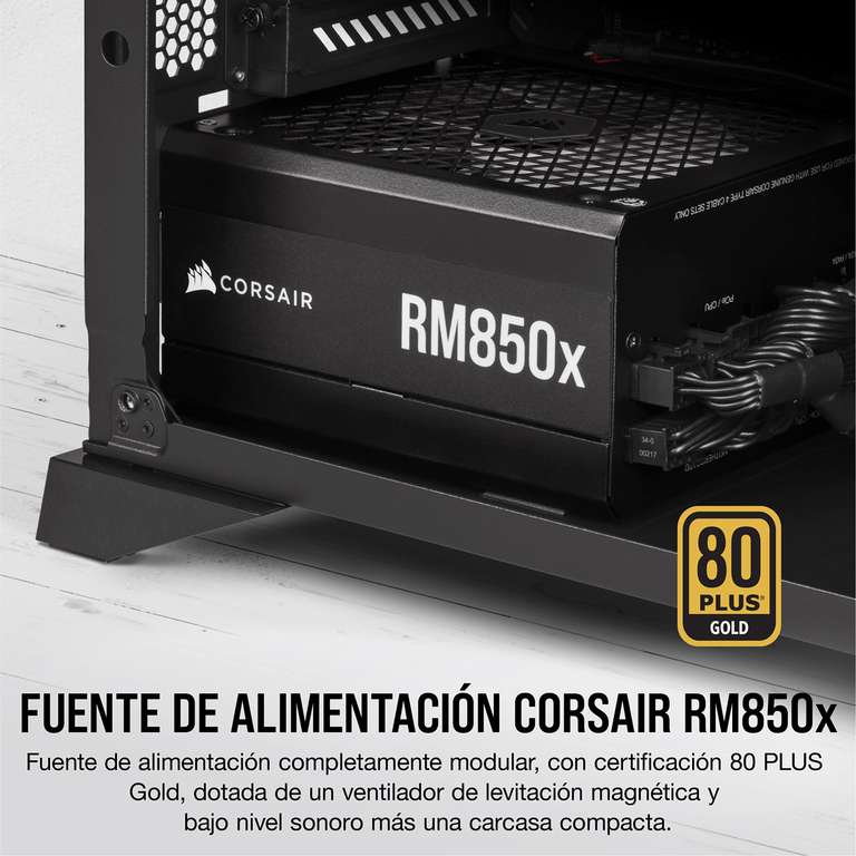 Corsair RM850x 80 PLUS Gold 850 Vatios ATX Modular (Levitación Magnética de 135 mm, Condensadores Japoneses, Amplia Compatibilidad) EU,