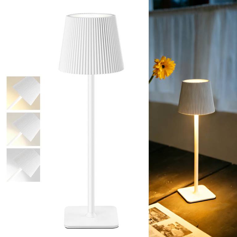 LuminexDesigns Lámpara de Mesa LED Inalámbrica con Control Táctil, 5200mAh, Blanco