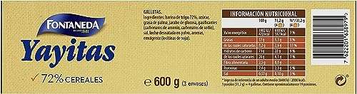 Pack 12 x 600g Fontaneda Yayitas Galletas Doradas al Horno con 73% de Cereales (2,50€und)