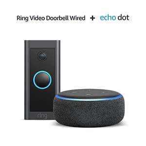Ring Video Doorbell Wired de + Amazon Echo Dot (3.ª generación) - Altavoz inteligente con Alexa | Vídeo HD
