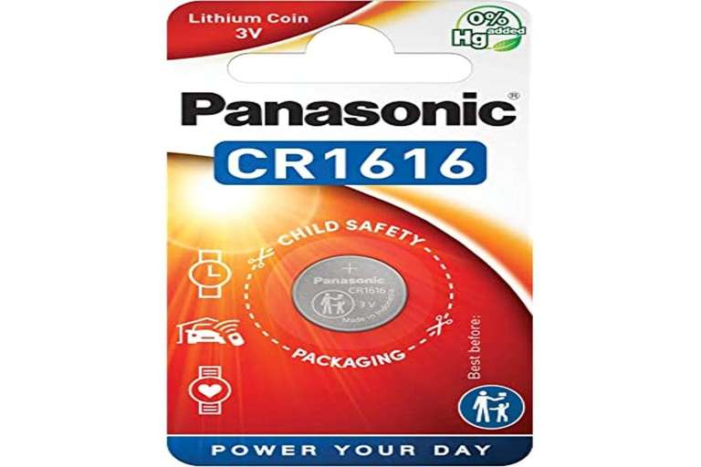 Panasonic CR1616 Pila botón de litio no-recargable, 3V, 55 mAh, Paquete de 1 unidad (Cantidad Mínima 2)