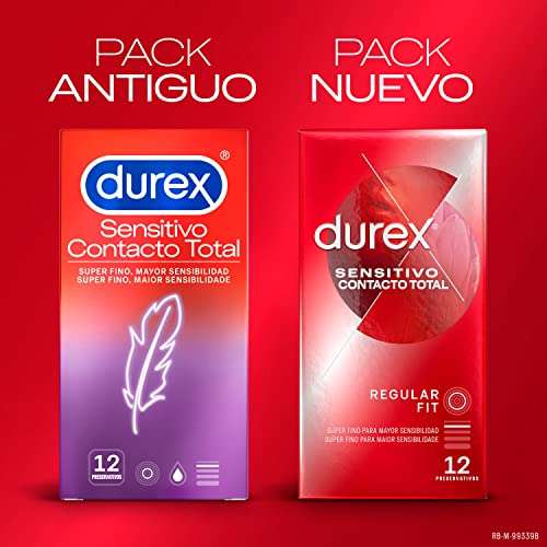 Durex Preservativos Super Finos Contacto Total para Mayor Sensibilidad - 12 unidades (recurrente, más en descripción)