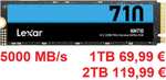 Unidad SSD NVMe Lexar NM710 de 1TB y 2TB