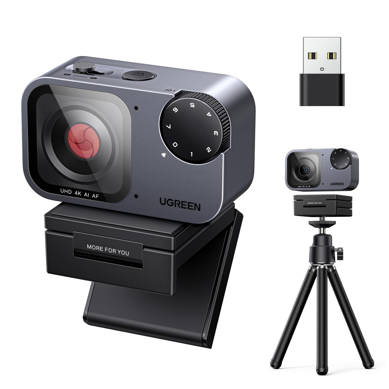 UGREEN FineCam Pro 4K Webcam 30FPS Ultra HD 1/2" Sensor IA Control Gestos | 7 Filtros 2 Micrófonos IA Antiruido PDAF