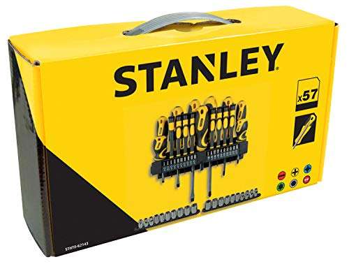 STANLEY STHT0-62143 - Set de 57 piezas, destornilladores y puntas de destornillador de 25 mm - Mangos blandos grandes - Hoja de acero