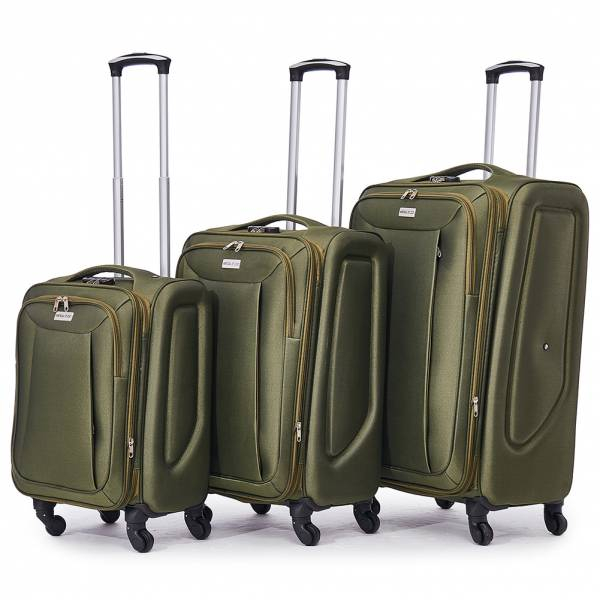 Set de 3 maletas verde tela "Tromso" 20" 24" 28"