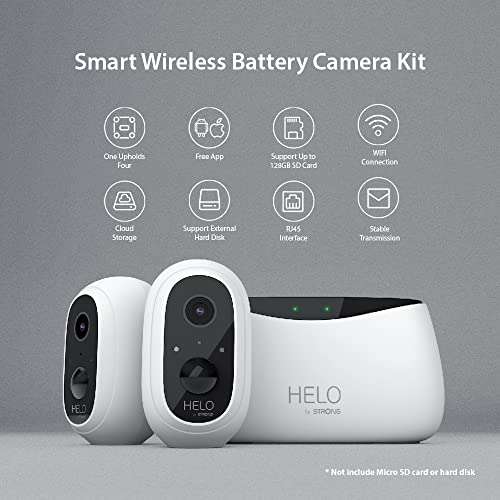 Strong Helo View - Kit de 2 cámaras inalámbricas de vigilancia WiFi para exteriores