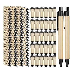 200 Bolígrafos de Papel Kraft, Bolígrafos de Tinta Negros, BolíGrafos Retráctiles de Punta Media