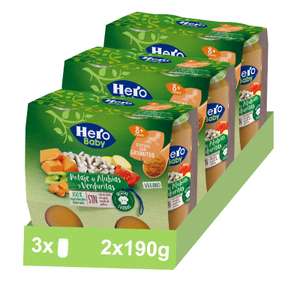 Hero Baby Pack Tarritos de Potaje de Alubias y Verduras. Para Bebés de a partir de 8 meses. 3 Packs de 2x190gr