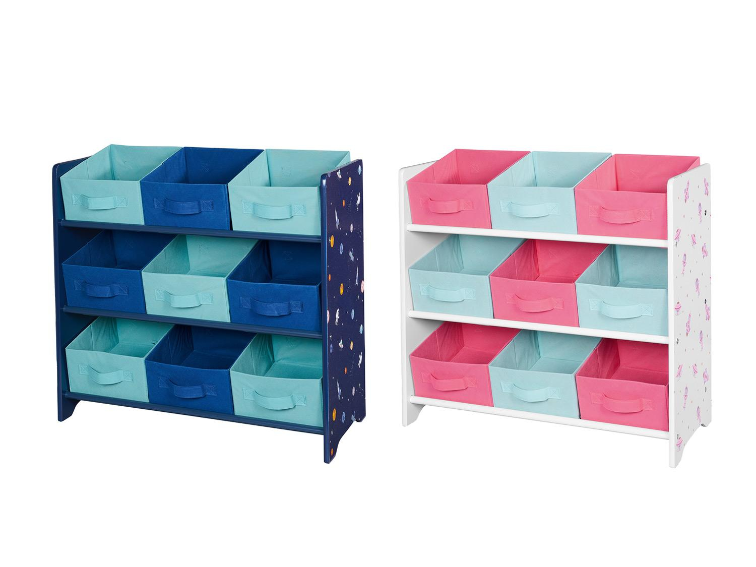 Estantería de almacenamiento con 9 cajas de tela extraíbles.