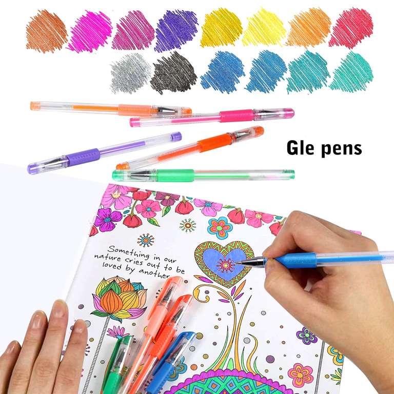 Estuche de 100 bolígrafos de gel de colores variados con 100 recargas (200 bolígrafos en total)