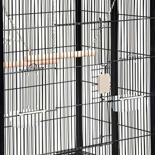Amazon Basics - Jaula para pájaros con estante rotatorio y compartimento para almacenamiento