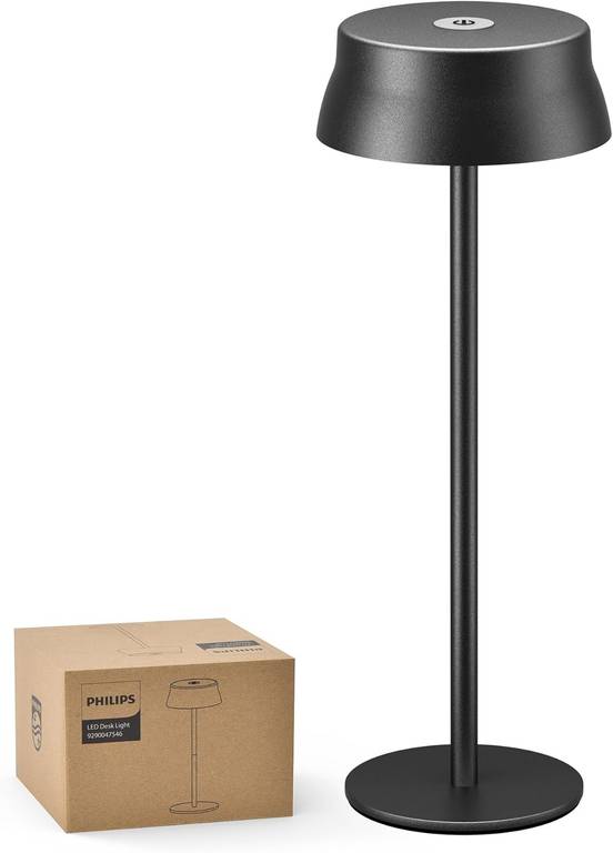 PHILIPS – Lámpara de mesa inalámbrica, escritorio LED portátil para exterior, alimentada por batería recargable, 2 alturas , IMPERMEABLE