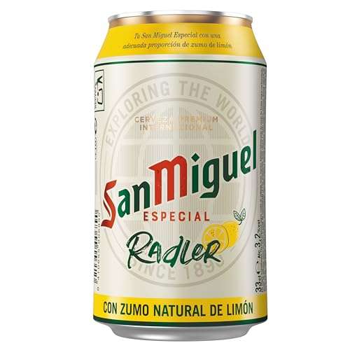 Pack 24 Latas x 330ml San Miguel Radler Cerveza Con Zumo Natural de Limón, Cerveza Limón Refrescante y Ligeramente Dulce (c. recurrente)