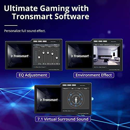 Tronsmart Sparkle Cascos Gaming RGB, Auriculares Gaming con Micrófono, Virtuales 7.1 Cascos con Cable