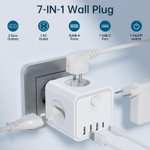 7 en 1 Ladrón 3680W/16A Múltiples Tomas USB (A 12W/2,4A :: C 15W/3A)