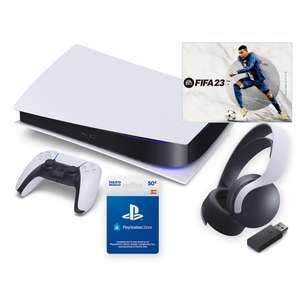 Playstation 5 Digital Edition 825GB + FIFA 23 + Auriculares Pulse 3D Blancos + PSN 50€