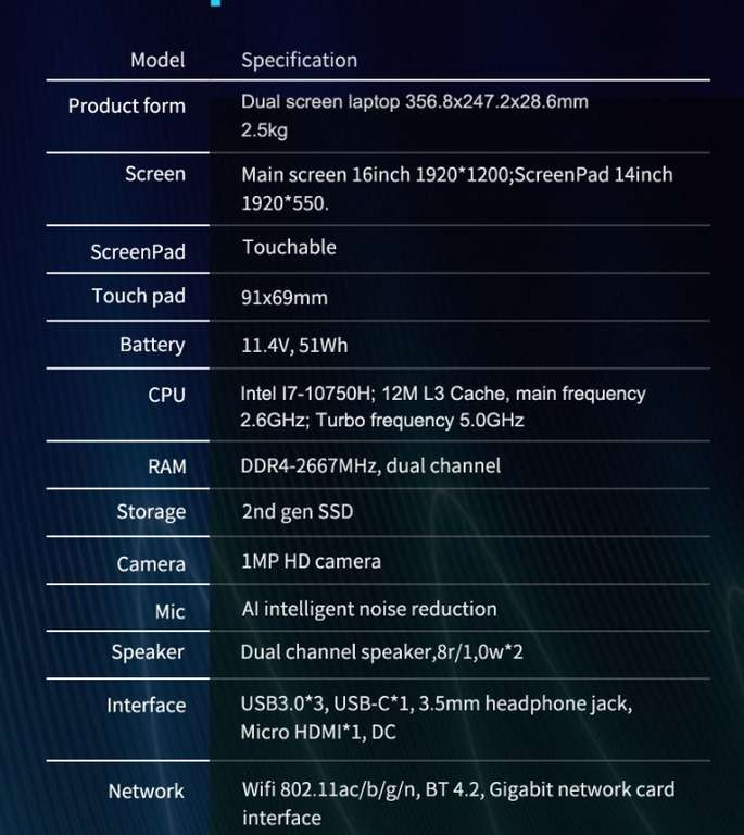 Portátil de doble pantalla N-one NBook Fly, 16" y 14" táctil Core i7 10750H 16 GB DDR4 SSD de 1 TB