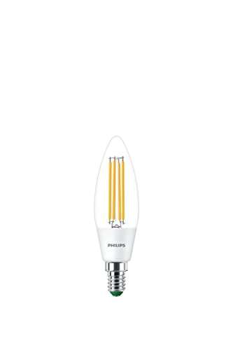 Philips Paquete de 2 bombillas LED ultra eficientes con clasificación energética A [rosca Edison E14 blanca de 3000 K] 60 W A60,transparente