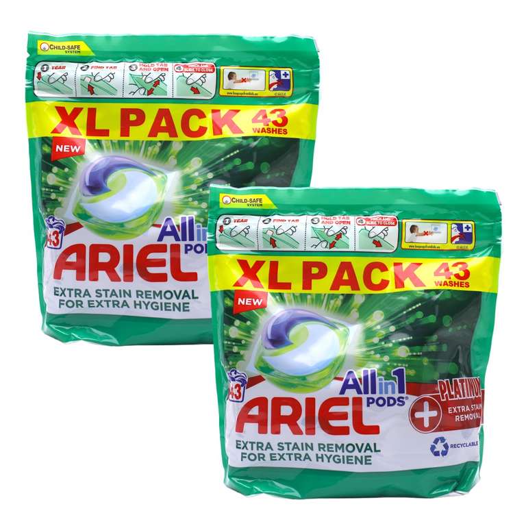 ARIEL All-in-One Pack de 2 bolsas de Detergente de Lavadora en 43 Cápsulas  Jabón Limpieza Profunda [14'05€ PRECIO PRIMERA COMPRA] » Chollometro