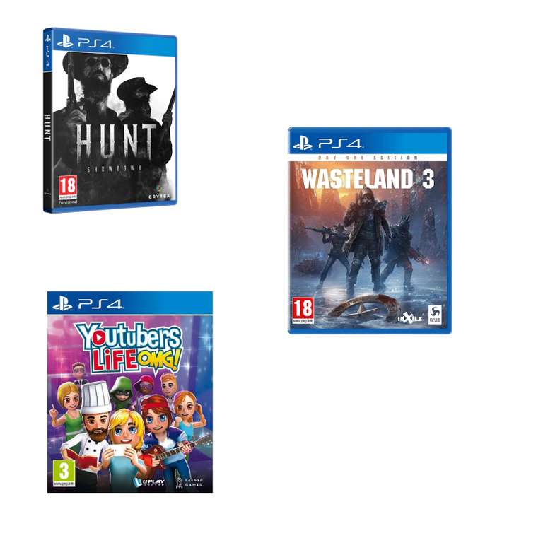 Hunt showdown + wasteland 3 day one edition + youtubers life Ps4