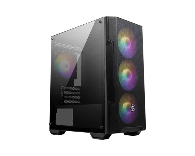 MSI MAG FORGE M100A Caja de PC – Admite MATXy Mini-ITX, Panel Frontal Mallado, 4 Ventiladores RGB Automáticos de 120mm, , Puerto USB 3.2