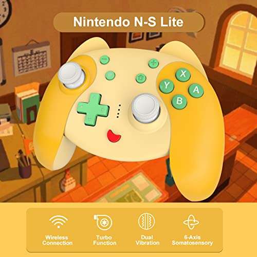 KINGEAR Controlador Animal Crossing para Nintendo Switch, Switch Pro Controller con Sensor de 6 Ejes, Modelo de Despertador, Función Turbo