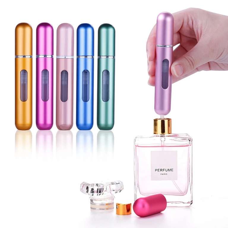 Botella de Perfume con bomba de llenado inferior de 5ml, 6ml y 8ml, botella de Spray recargable portátil de viaje