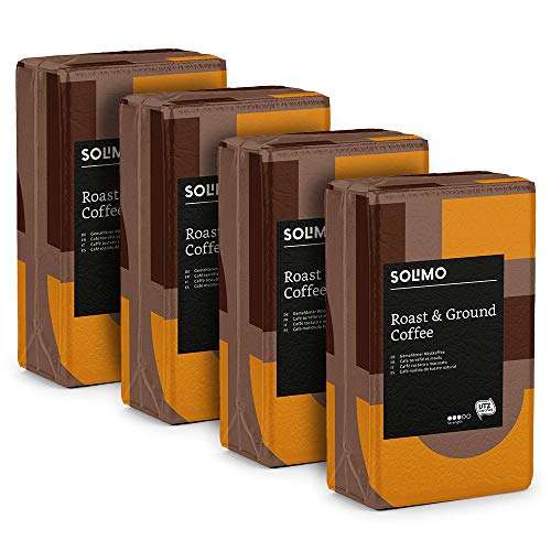 2Kg (4 Paquetes x 500g) Marca Amazon - Solimo - Café Molido de tueste natural - Sutil y equilibrado.Compatible con Todos los Usos