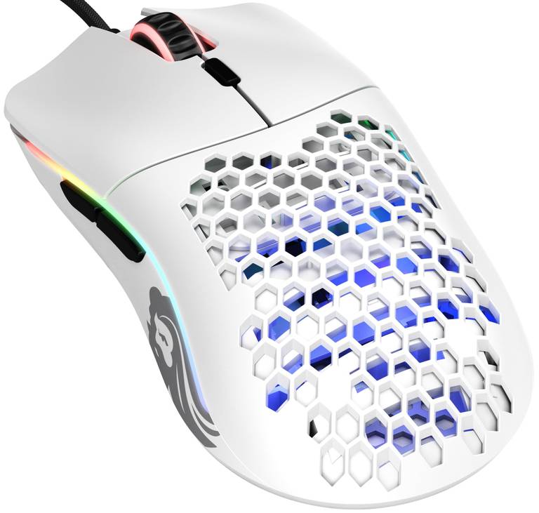 GLORIOUS Model O Ratón Gaming con Cable Ergonómico (Matte White) | Sensor óptico preciso, deslizadores PTFE, seis botones programables