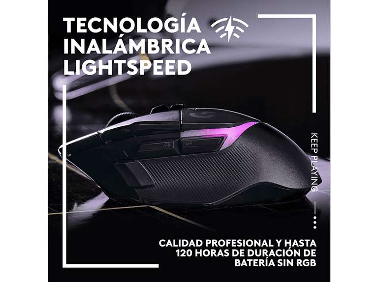 Ratón gaming - Logitech G G502 X Plus, Inalámbrico, Lightforce, Lightspeed, RGB Lightsync, 25.600 ppp, Negro - Tambien en Amazon