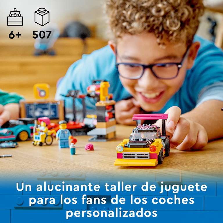 LEGO City Taller Mecánico de Tuning con 2 Coches de Juguete Personalizables,