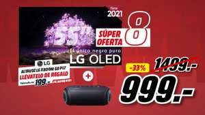 TV OLED 55" - LG OLED55C15LA.AEU, UHD 4K, α9 Gen4, webOS 6.0, Smart TV, Asistentes de voz, Dolby Atmos + Altavoz LG inalámbrico de regalo