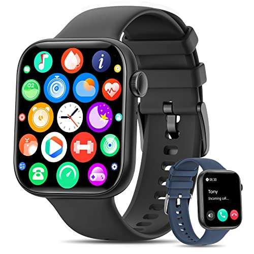 Smartwatch con Bluetooth, pantalla 1.8", llamadas, Asistente de Voz, + 120 Modos, Monitor de Ritmo Cardíaco y sueño, Android e iOS.