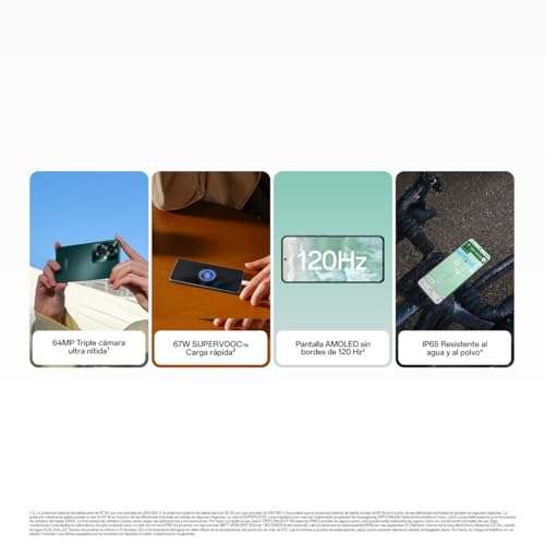 OPPO Reno11 F 5G 8+256GB, Smartphone, 120Hz 6.7" OLED, 64MP Triple Cámara Trasera, Android 14, NFC, GPS, Dual SIM, Verde