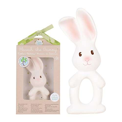 Tikiri 8571142 - Mordedor de caucho natural, diseño de conejo, juguete para bebés y niños a partir de 0 meses, 11 cm