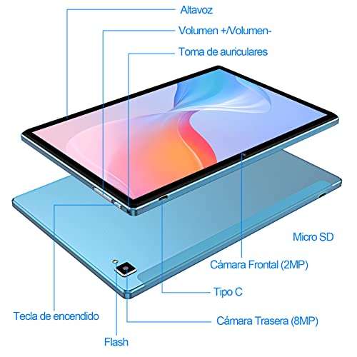 SIMPLORI WiFi Tablet 10 Pulgadas, Android 11, 4 GB RAM+64 GB ROM, Quad Core,Bluetooth (Azul)