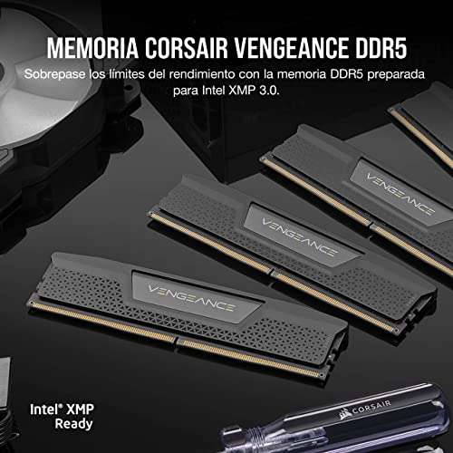Corsair VENGEANCE DDR5 32GB (2x16GB) 5600Mhz C36 Memoria per Desktop (Regulación de voltaje a bordo, perfiles XMP 3.0 personalizados) Negro