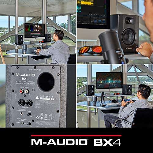 M-Audio BX4 Pair - Par de Monitores de estudio, Altavoces para PC de sobremesa de 120 W para producción musical