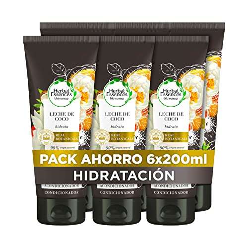 Herbal Essences Acondicionador Hidratante Con Leche De Coco, Para Pelo Seco, 6x200ml