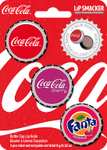 Lip Smacker Coca-Cola Collection, Set Brillos de Labios, diseño icónico tapón de botella, Sabor Coca Cola, Coca Cola Cereza y Fanta Fresa.