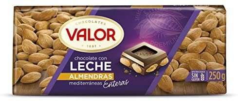 Valor - Chocolate con Leche con Almendras Enteras Mediterráneas - Sin Gluten - 250gr (C. Recurrente)